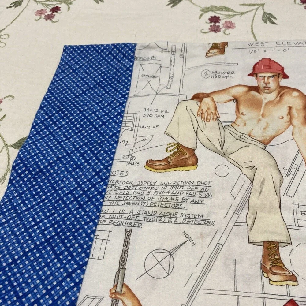 The Construction Worker fabric pillow case Pin up Alexander Henry standard